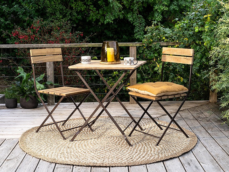 Rishikesh Reclaimed Wood & Iron Folding Chairs - (Set of 2)