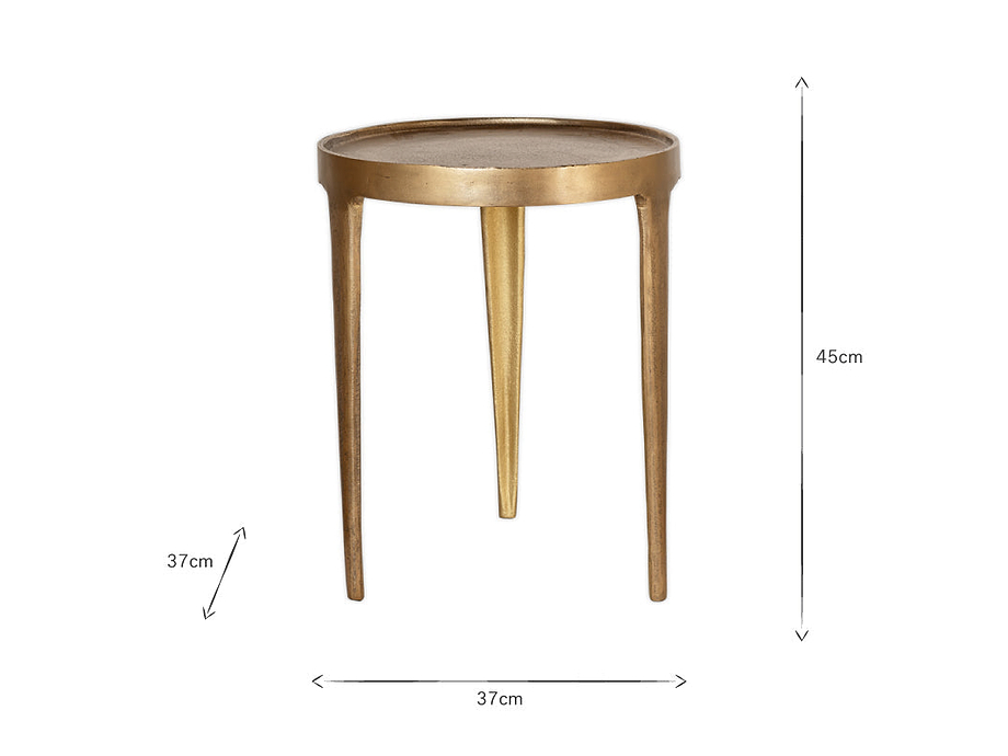 Rohia Cast Metal Side Table - Brass