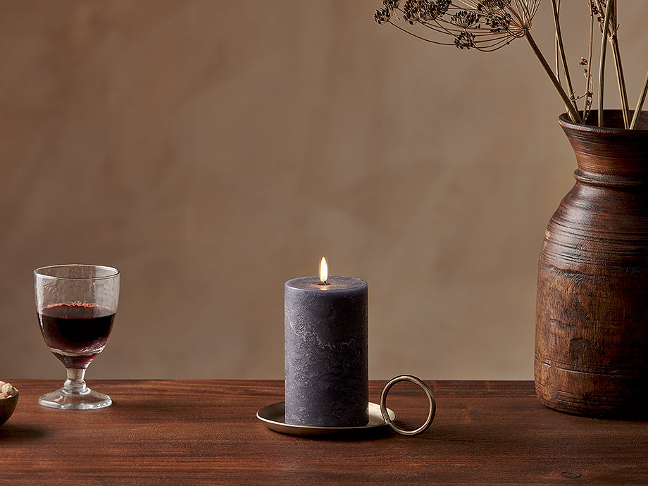 Rustic Soy Blend Pillar Candle - Charcoal - Small