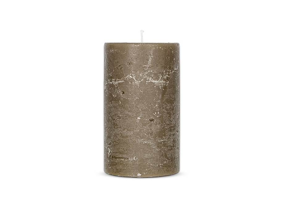 Rustic Soy Blend Pillar Candle - Olive Green - Large