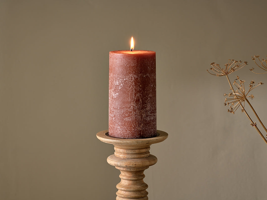 Rustic Soy Blend Pillar Candle - Rust - Large