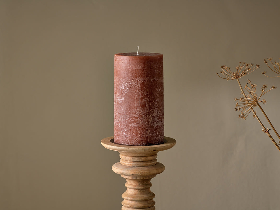 Rustic Soy Blend Pillar Candle - Rust - Large