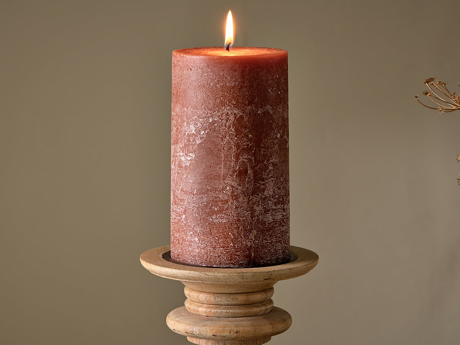 Rustic Soy Blend Pillar Candle - Rust - Large