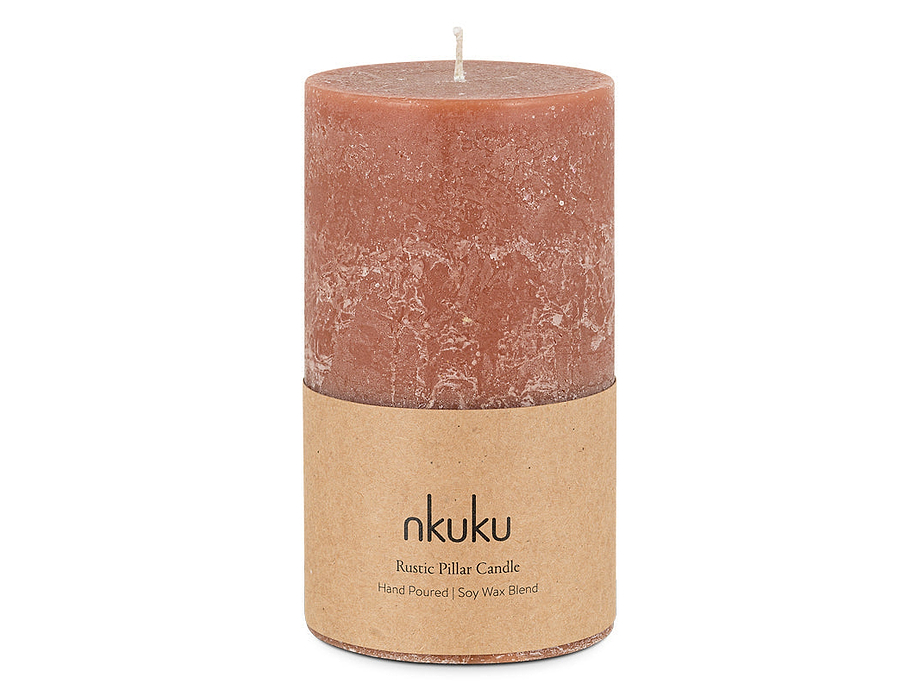 Rustic Soy Blend Pillar Candle - Rust - Large