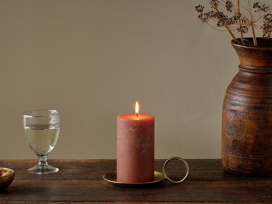 Rustic Soy Blend Pillar Candle - Rust - Small