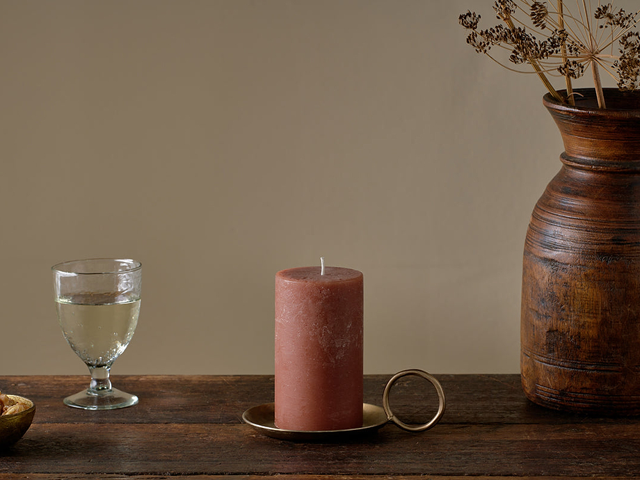 Rustic Soy Blend Pillar Candle - Rust - Small