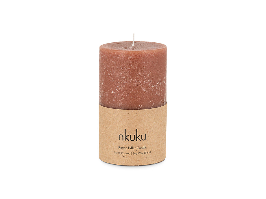 Rustic Soy Blend Pillar Candle - Rust - Small