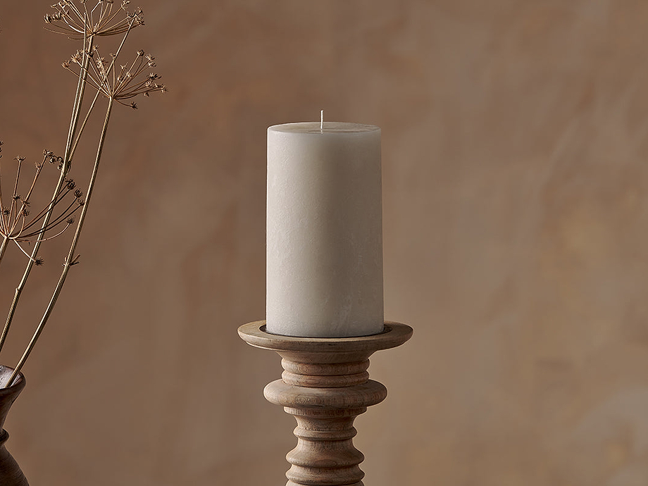 Rustic Soy Blend Pillar Candle - White - Large