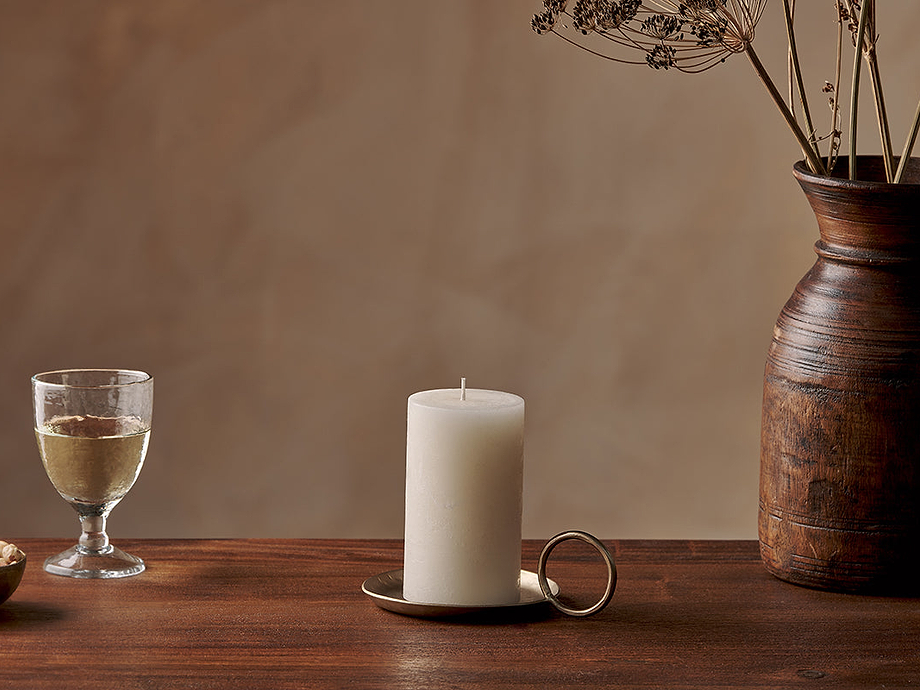 Rustic Soy Blend Pillar Candle - White - Small