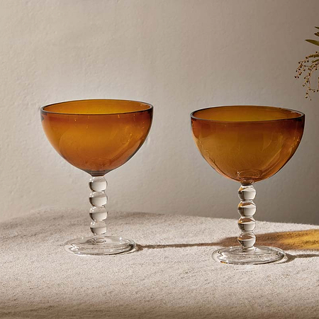 Thimma Champagne Coupe - Amber (Set of 2)