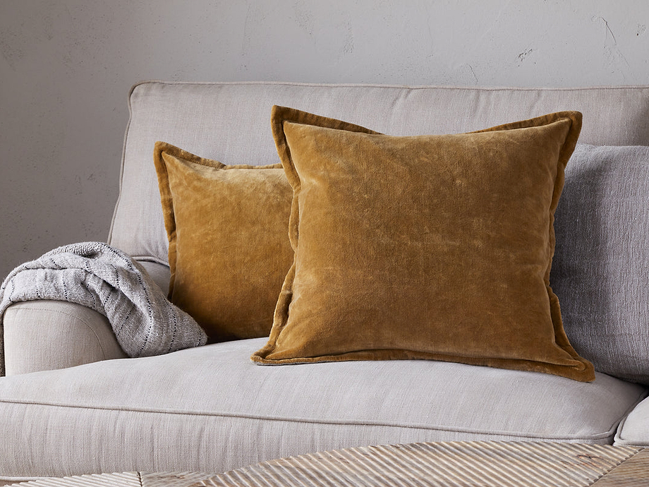 Sela Velvet Cushion Cover - Ochre