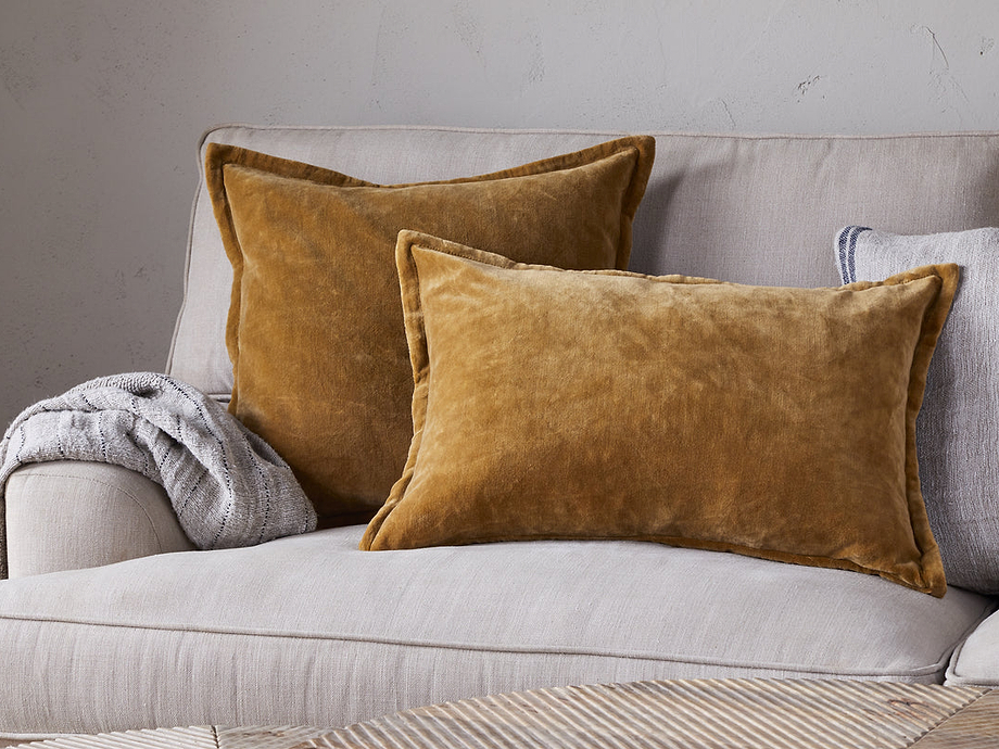 Sela Velvet Cushion Cover - Ochre