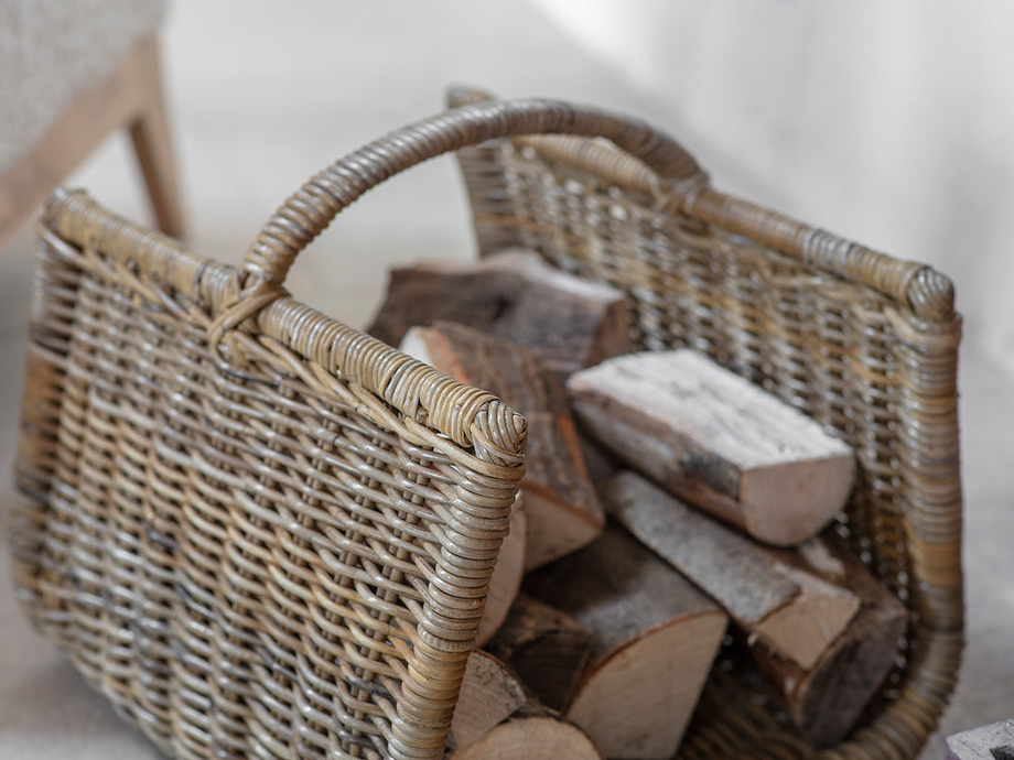 Sadra Rattan Log Basket - Natural