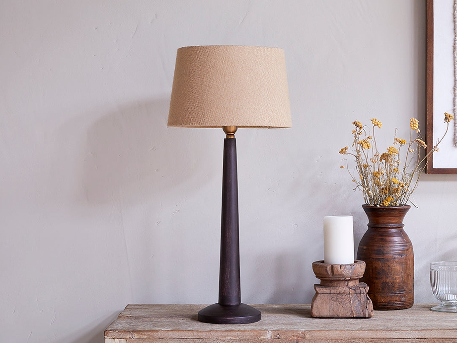 Sahar Mango Wood Table Lamp - Dark Stain