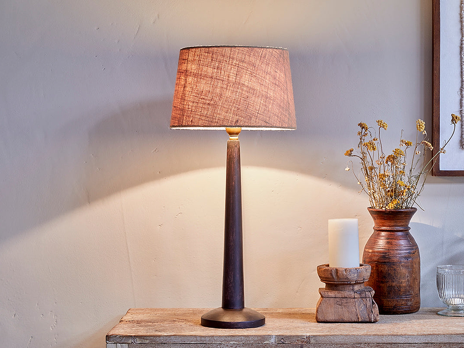 Sahar Mango Wood Table Lamp - Dark Stain