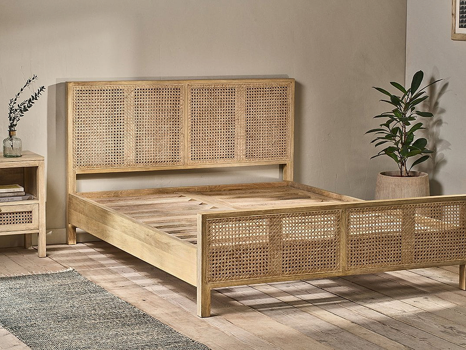 Saharsa Cane & Mango Wood Bed