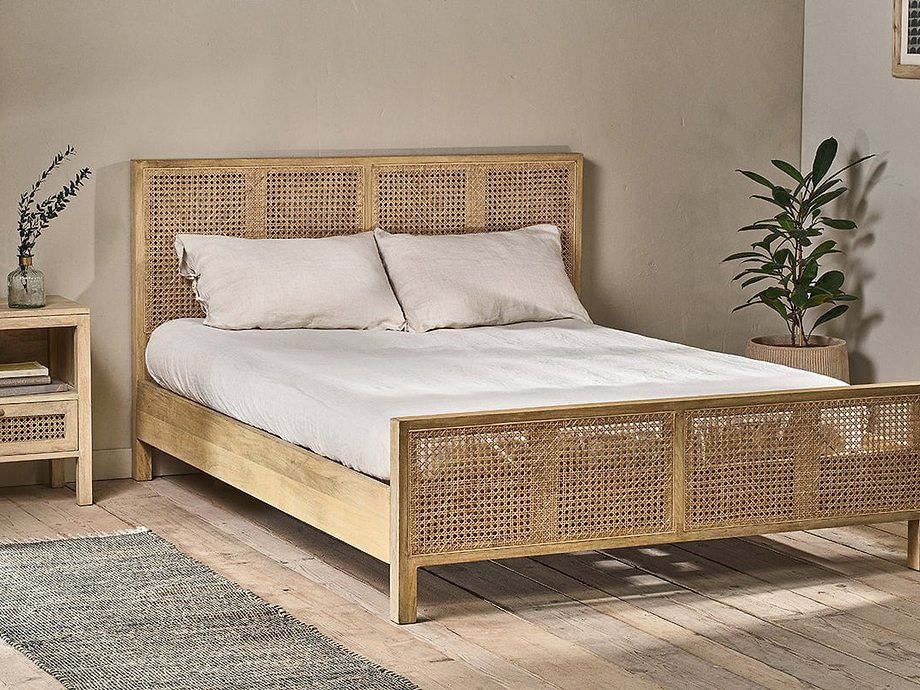 Saharsa Cane & Mango Wood Bed