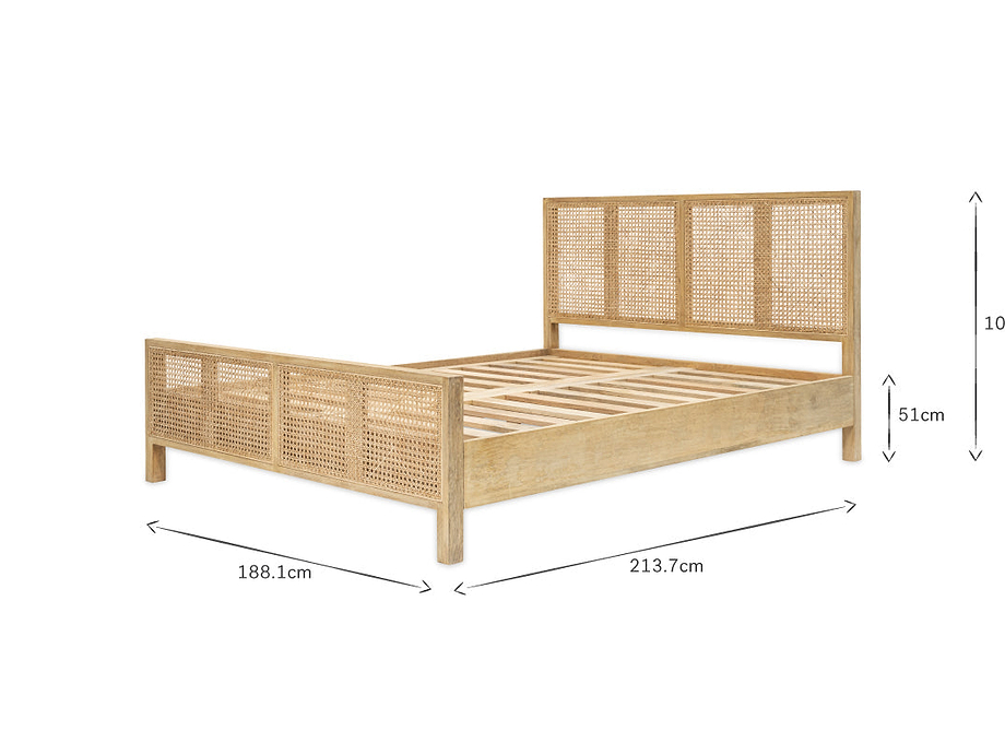 Saharsa Cane & Mango Wood Bed