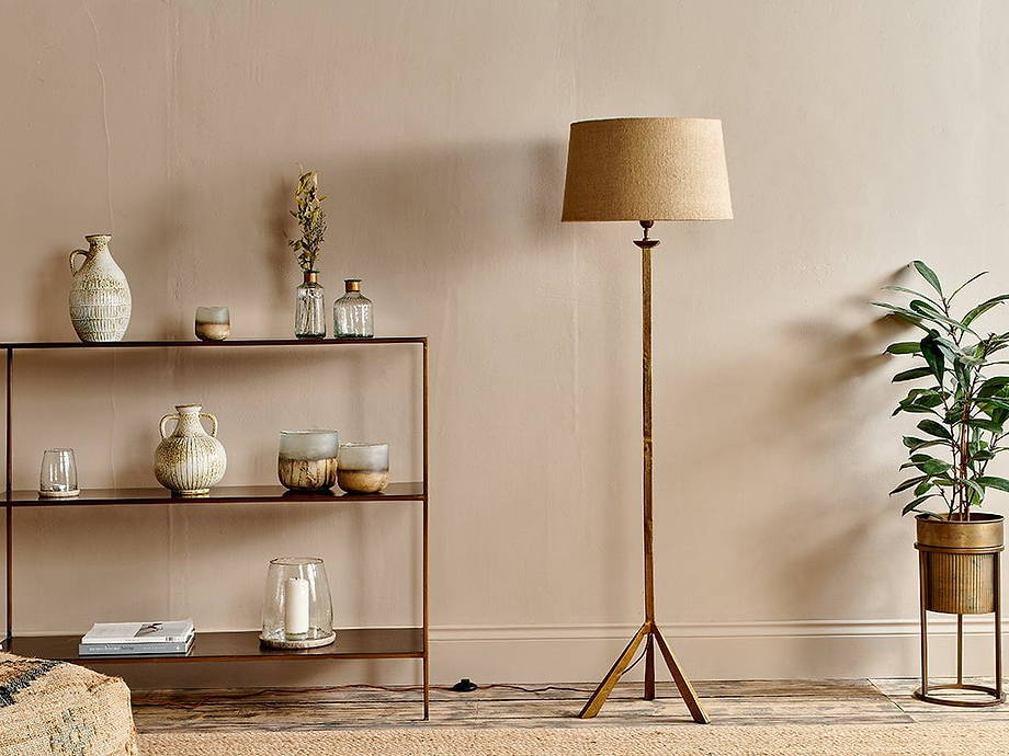 Sahhil Metal Tripod Floor Lamp - Antique Brass