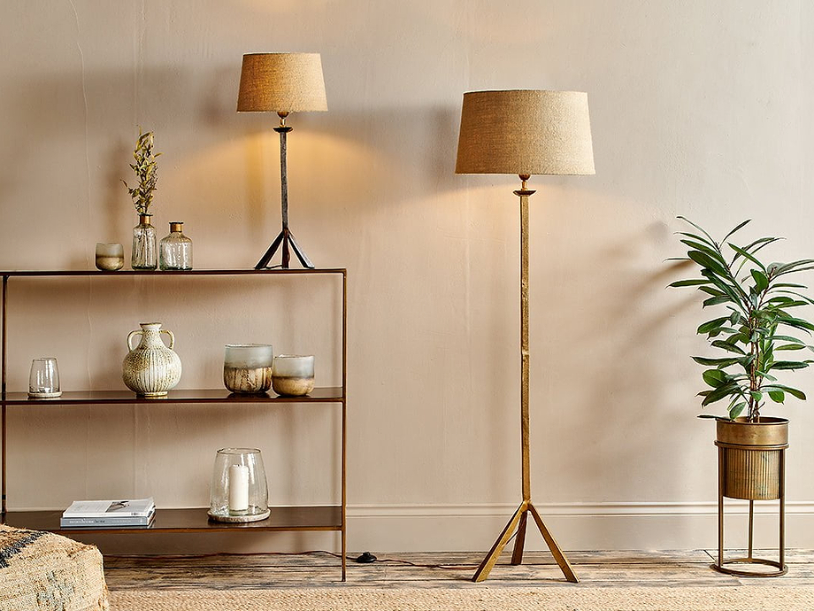 Sahhil Metal Tripod Floor Lamp - Antique Brass