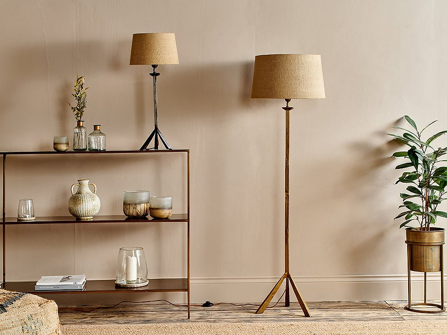 Sahhil Metal Tripod Floor Lamp - Antique Brass