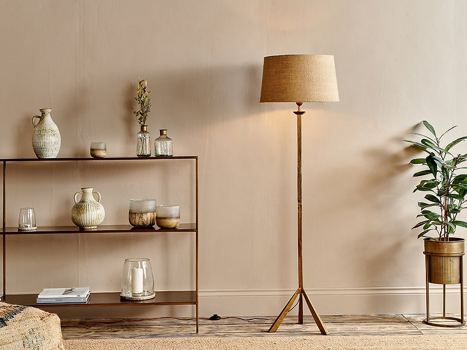 Sahhil Metal Tripod Floor Lamp - Antique Brass