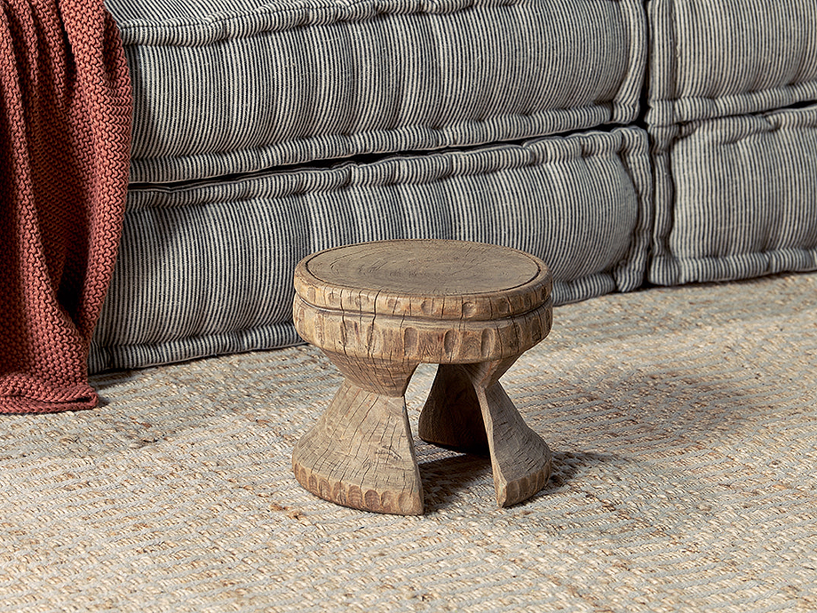 Salman Wooden Decorative Stool - Natural