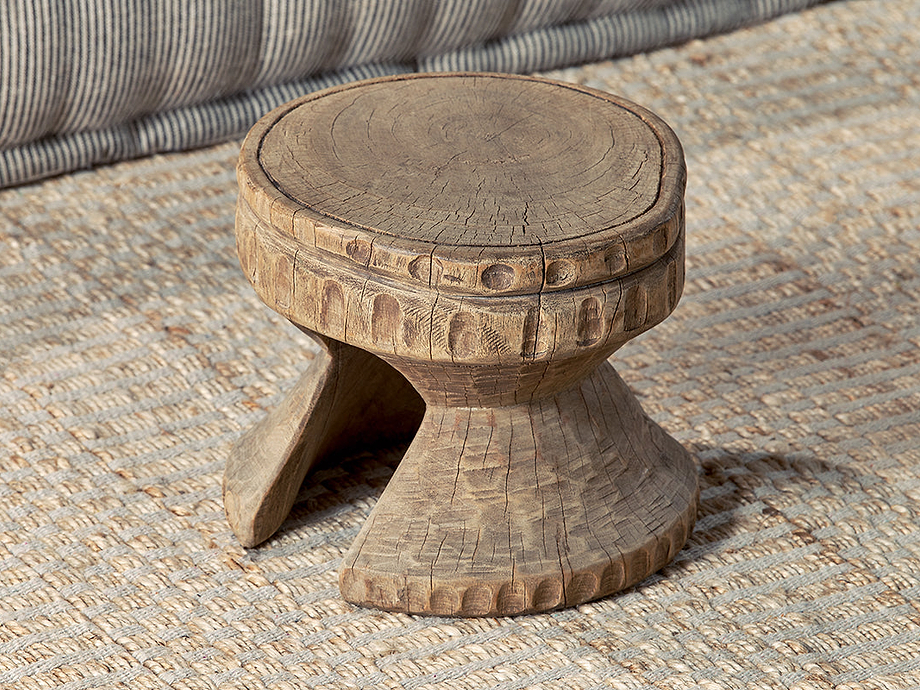 Salman Wooden Decorative Stool - Natural