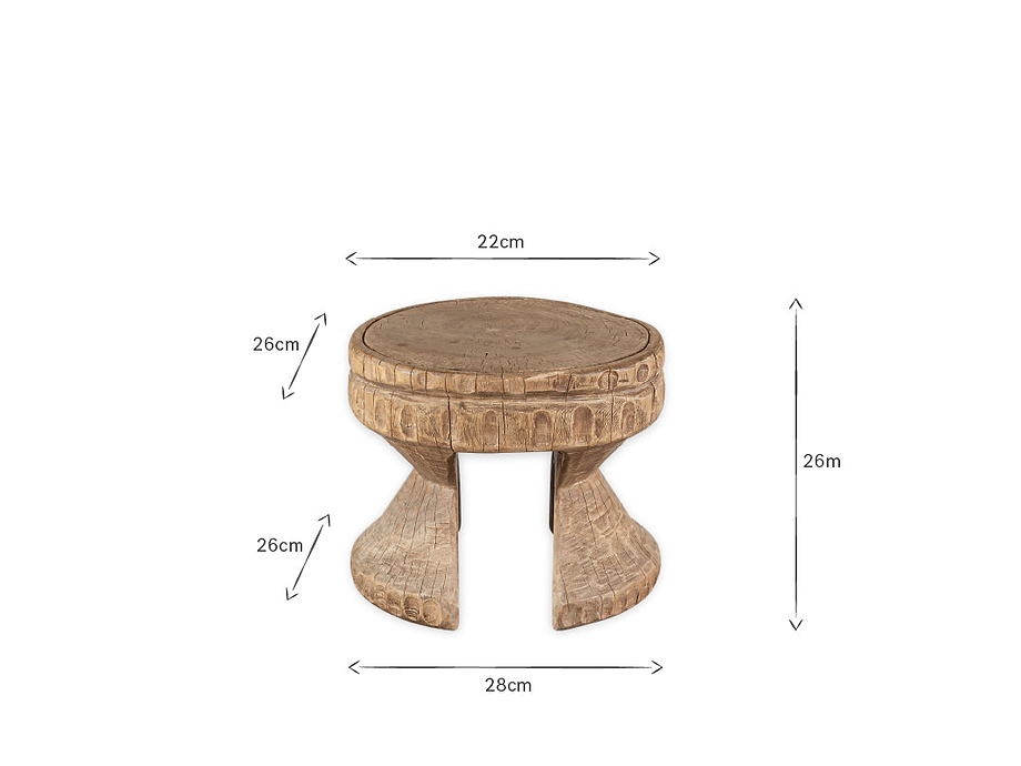 Salman Wooden Decorative Stool - Natural