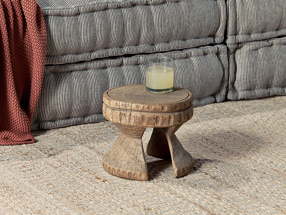 Salman Wooden Decorative Stool - Natural