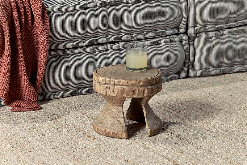 Salman Wooden Decorative Stool - Natural- nkuku