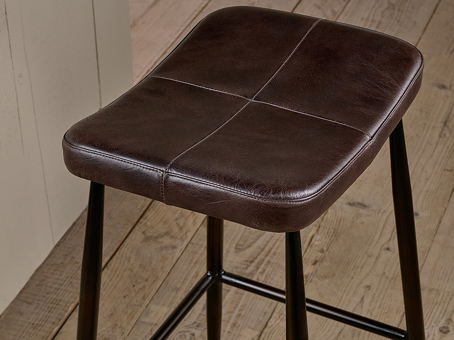 Samaira Leather Counter Stool - Dark Brown