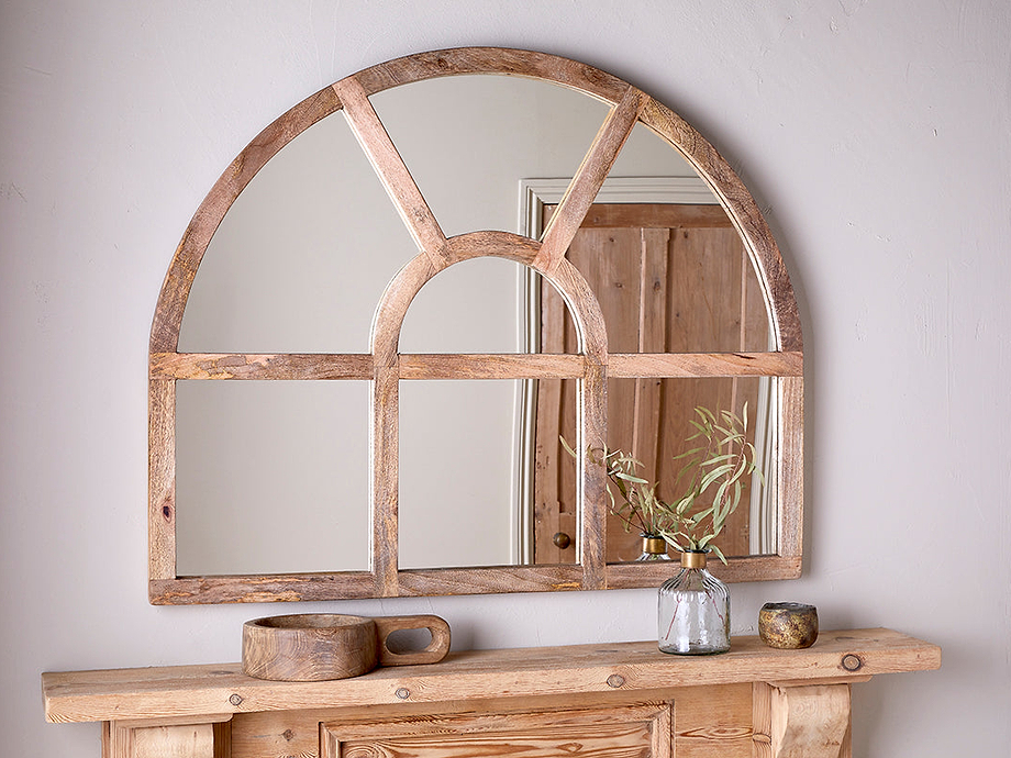 Sande Arched Mango Wood Mirror - Natural