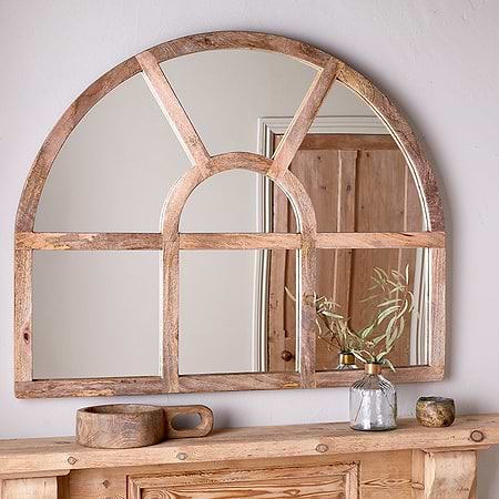 Sande Arched Mango Wood Mirror - Natural-nkuku