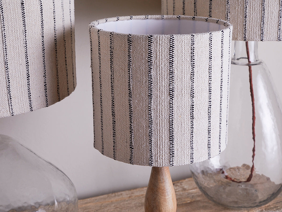 Sanja Cotton Stripe Lampshade - Off White & Grey