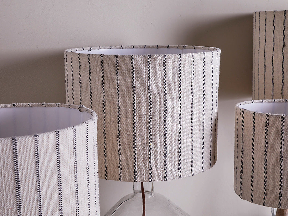 Sanja Cotton Stripe Lampshade - Off White & Grey