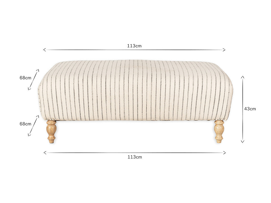 Sanja Stripe Upholstered Ottoman - Off White