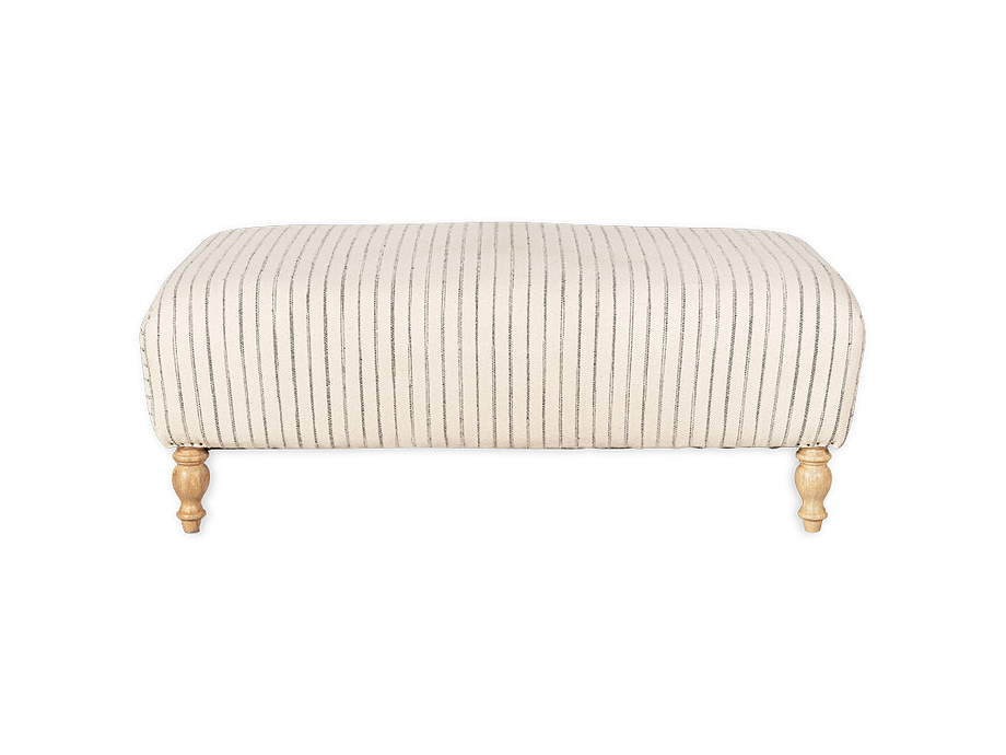 Sanja Stripe Upholstered Ottoman - Off White