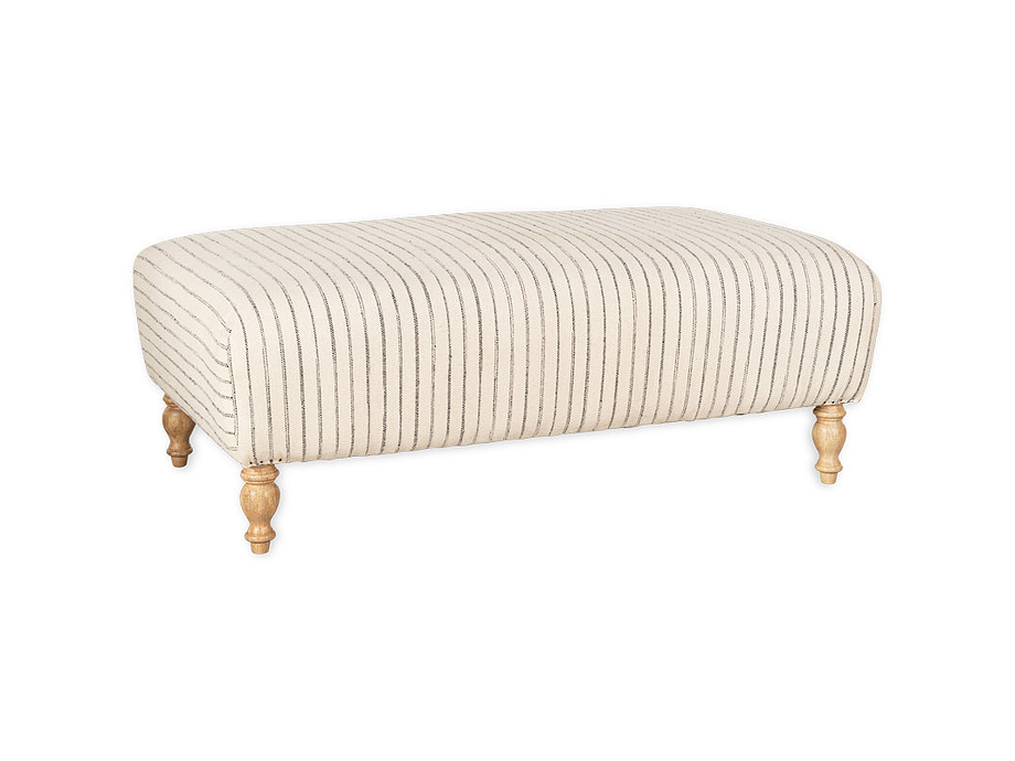 Sanja Stripe Upholstered Ottoman - Off White