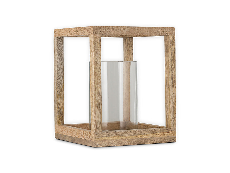 Sanora Mango Wood Lantern - Natural