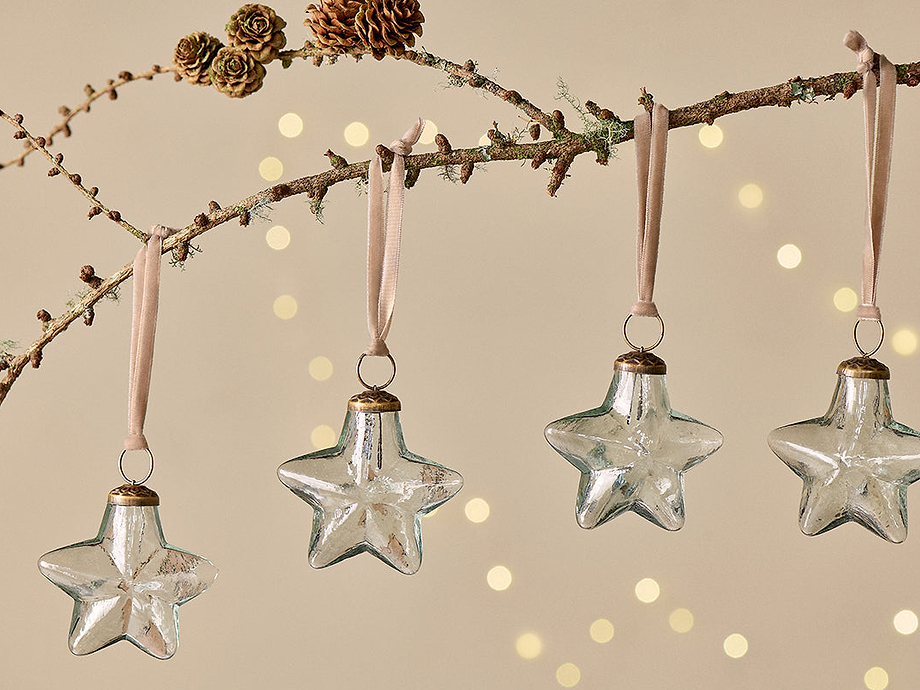 Sardi Star Baubles - Clear (Set of 4)