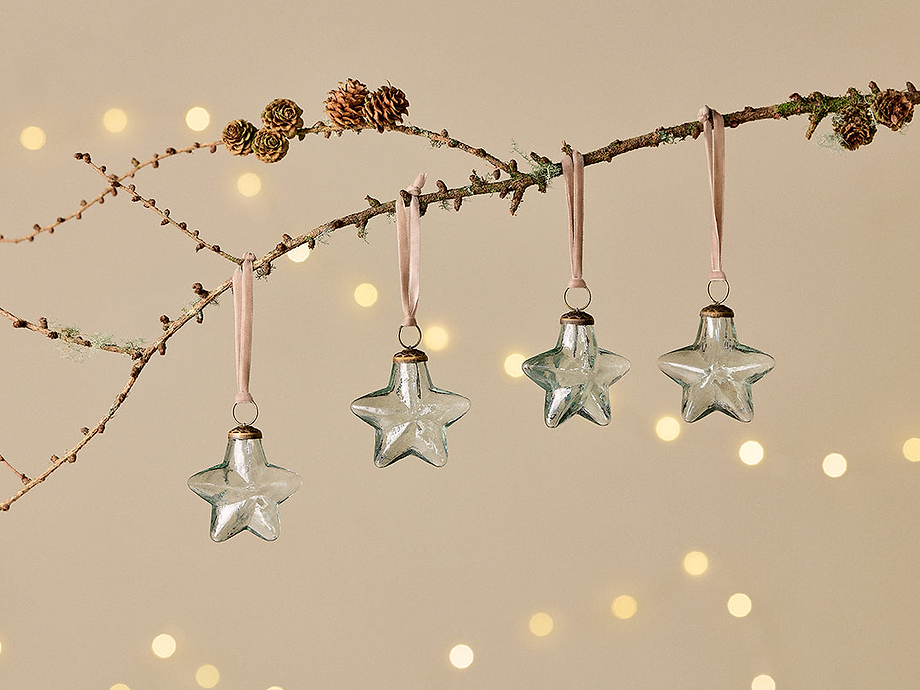 Sardi Star Baubles - Clear (Set of 4)