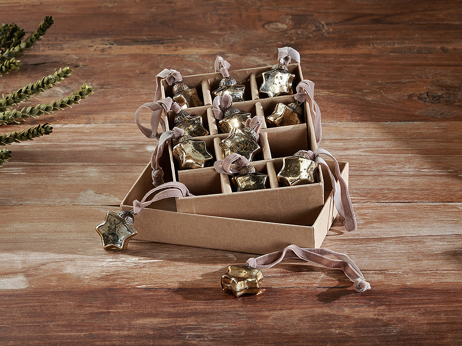 Sardi Star Baubles - Gold (Set of 12)