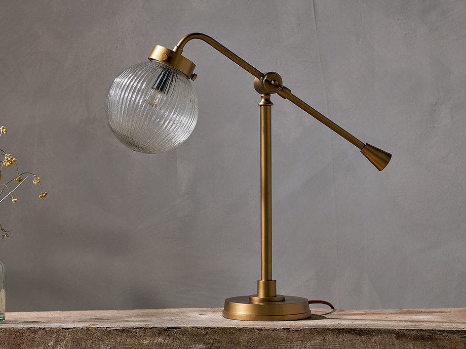 Sengol Recycled Glass Desk Lamp - Antique Brass