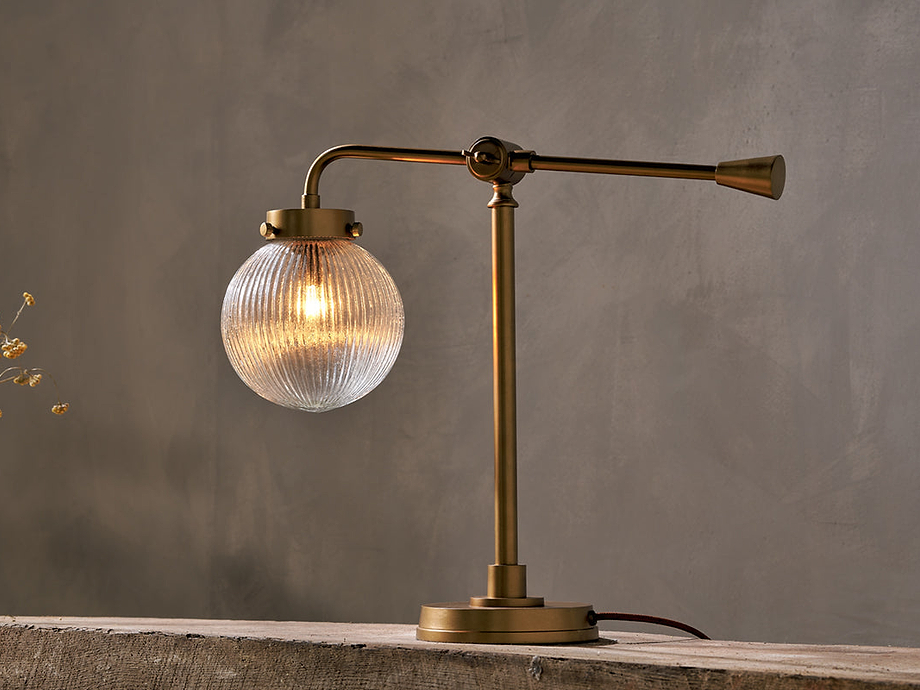 Sengol Recycled Glass Desk Lamp - Antique Brass