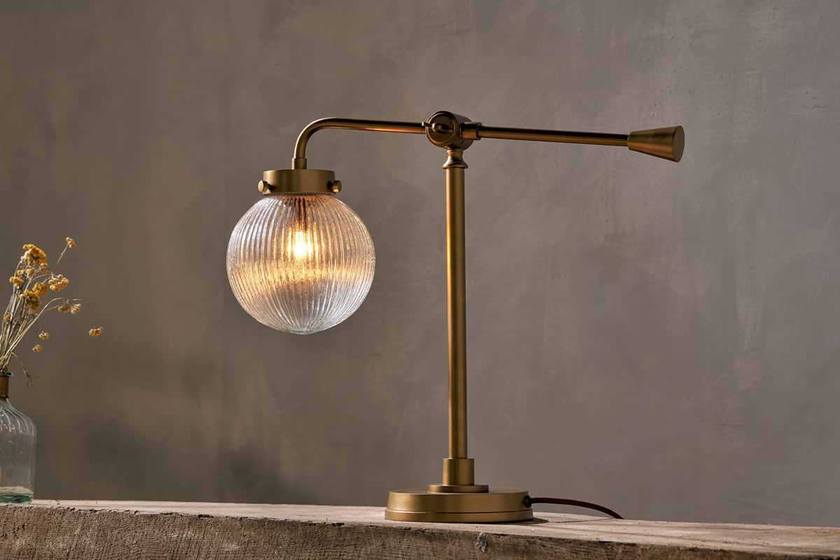 Sengol Recycled Glass Desk Lamp Antique Brass