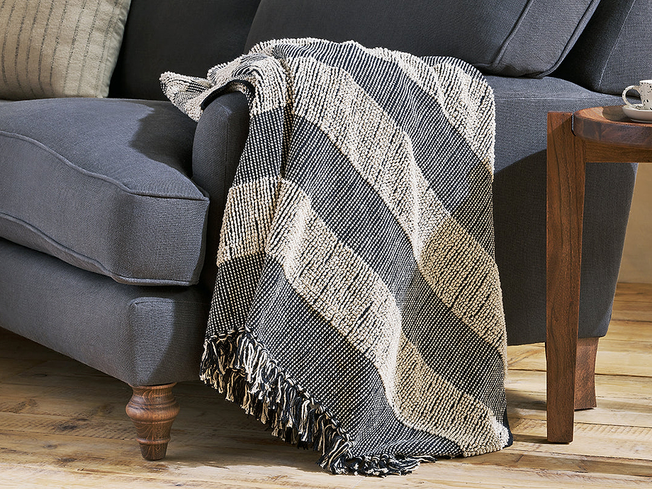 Shal Cotton Throw - Black & Off White