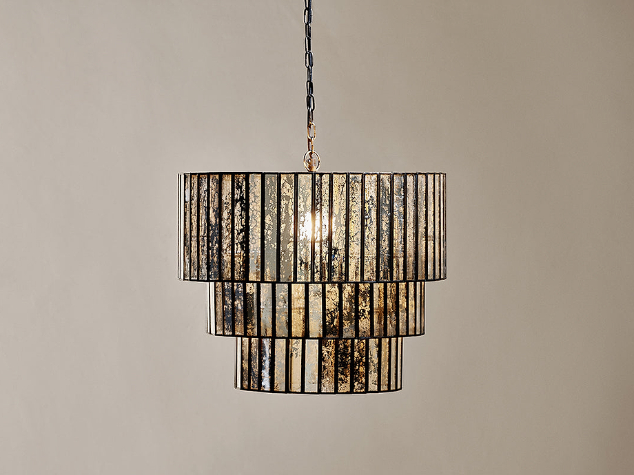 Shanaya Mottled Glass Chandelier - Antique Bronze