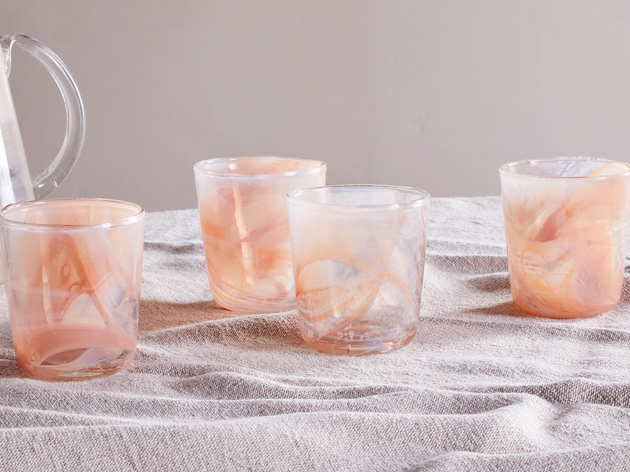 Shirali Marble Swirl Tumbler - Apricot (Set of 4)