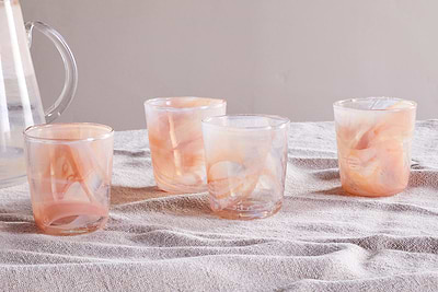 Shirali Marble Swirl Tumbler - Apricot (Set of 4)-nkuku